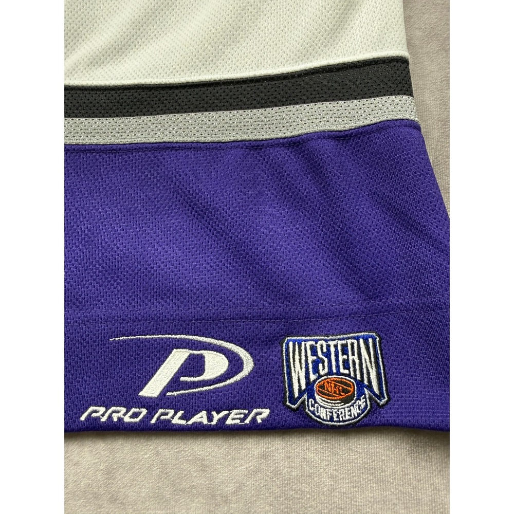 VTG LA Kings Pro Player NHL Hockey Jersey White Purple Mens L 90s Y2K Embroidery - Picture 10 of 16